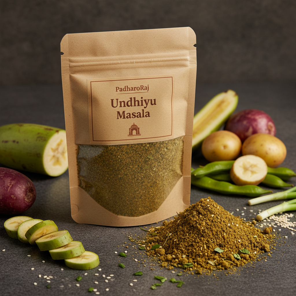 PadharoRaj Undhiyu Masala 100g - authentic Gujarati winter festival heritage blend